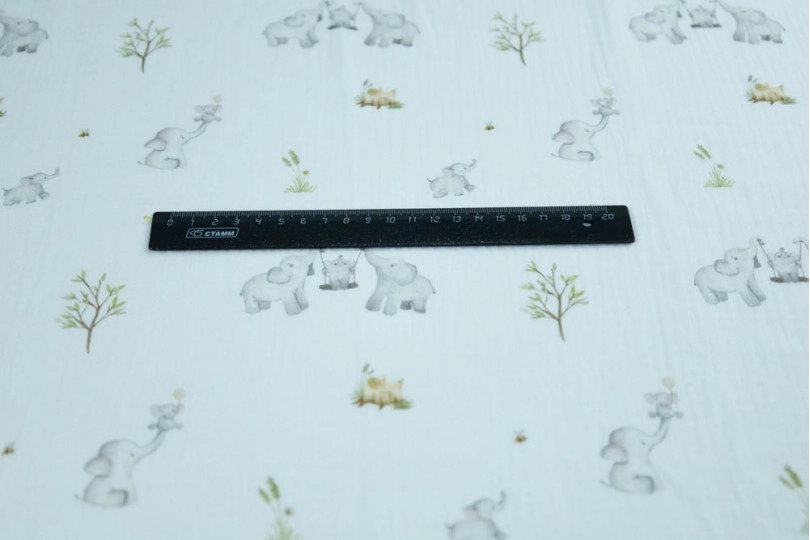 Муслин двухслойный электронный принт (digital print), принт — слоники