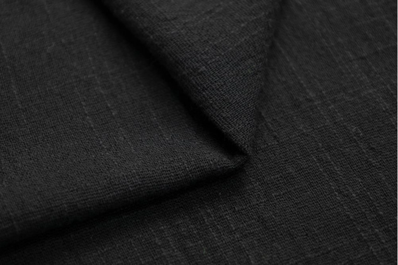 Марлевка хлопок слаб (cotton slub), цвет — черный