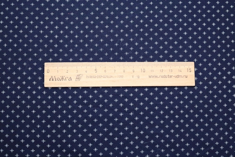 Ткань поплин стрейч, принт — звездочка на темно-синем