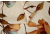 Лен натуральный с вискозой, принт — маки бежевые