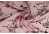 Ткань супер софт Эскада, принт — серые цветы на розовом