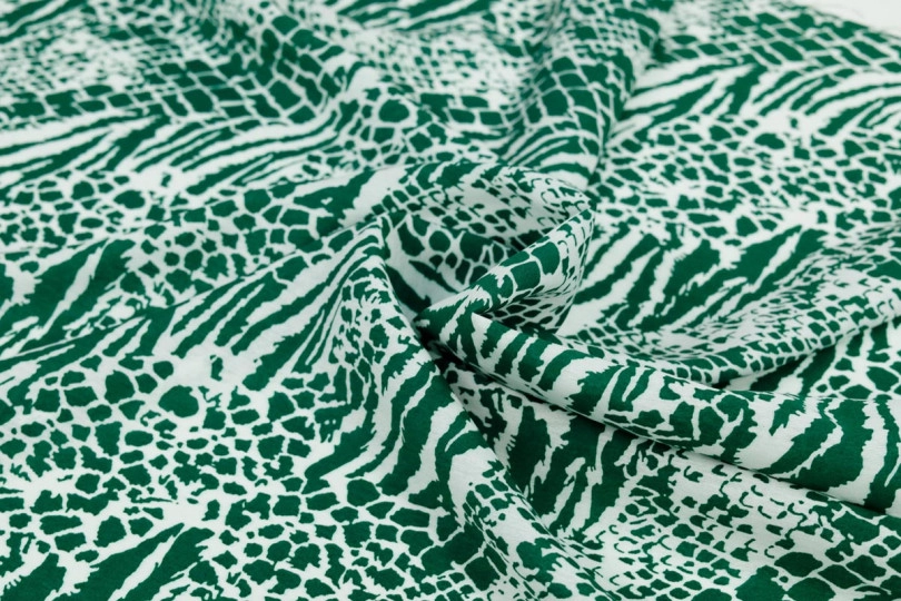 Лен бохо "Селена лайт", принт — рептилия зеленая