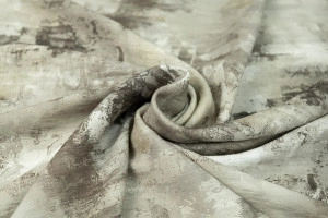 Ткань Лен бохо "Селена", принт — акварель хаки