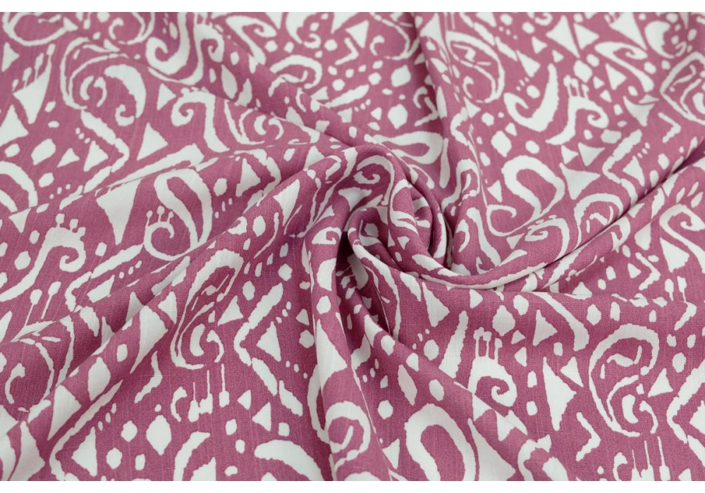 Штапель слаб, принт — огурцы на сиреневом