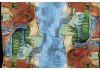 Штапель 3D, принт — абстракция голубая