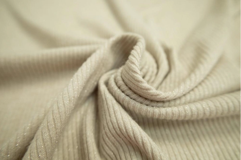 Ткань лапша с люрексом французская шерсть (franch wool), цвет — бежевый