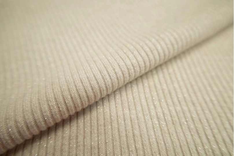 Ткань лапша с люрексом французская шерсть (franch wool), цвет — бежевый