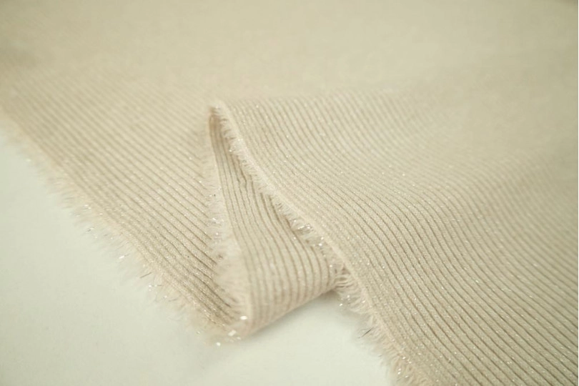 Ткань лапша с люрексом французская шерсть (franch wool), цвет — бежевый