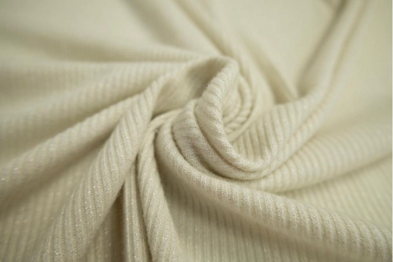 Ткань лапша с люрексом французская шерсть (franch wool), цвет — молоко