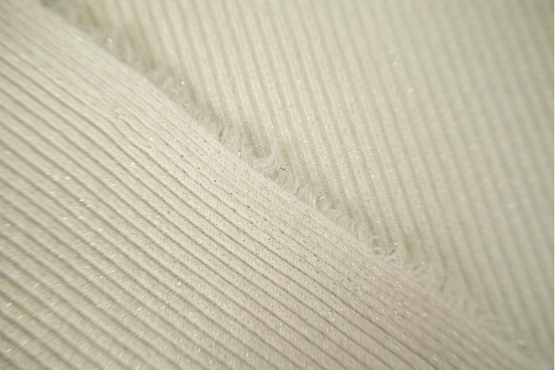 Ткань лапша с люрексом французская шерсть (franch wool), цвет — молоко