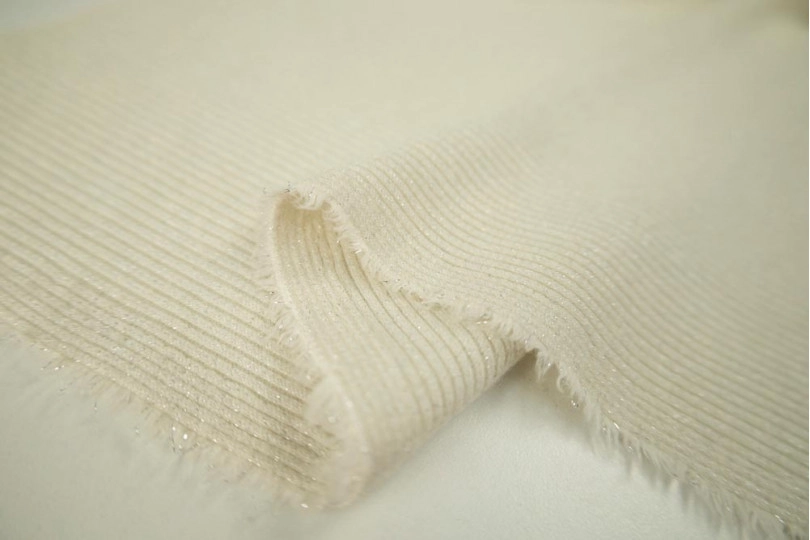 Ткань лапша с люрексом французская шерсть (franch wool), цвет — молоко