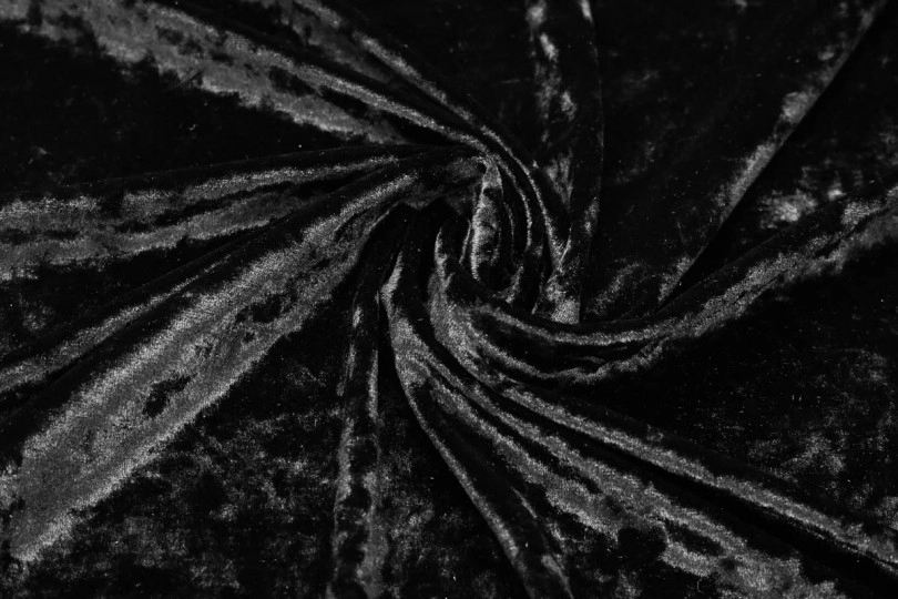 Велюр (бархат) мраморный (креш) со стрейчем, цвет — черный