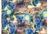 Ткань скуба стрейч 280 гр/м², принт— розы синие с надписями